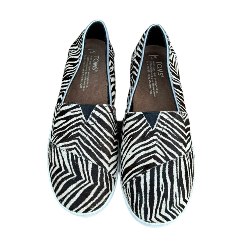 TOMS Avalon Zebra Print Genuine Calf Hair Slip On Women’s Sneakers Size 7